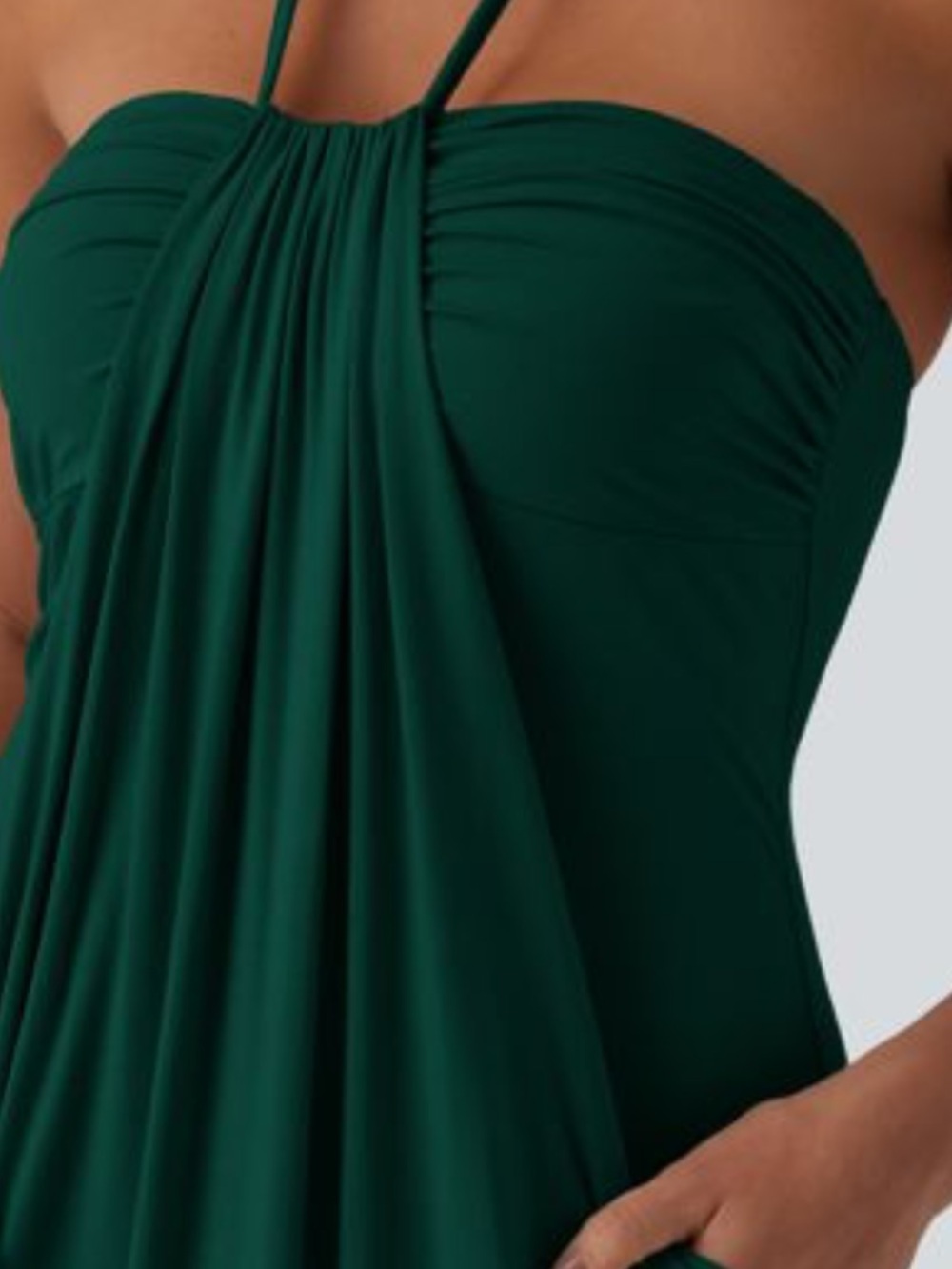 Halara Strap Halter Backless Maxi Dress in Emerald Green Women’s Sz Medium NWT - Picture 5 of 6